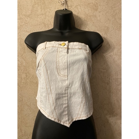 LA ARMARIO White Denim Bandana Top New with Tag - Picture 3 of 6